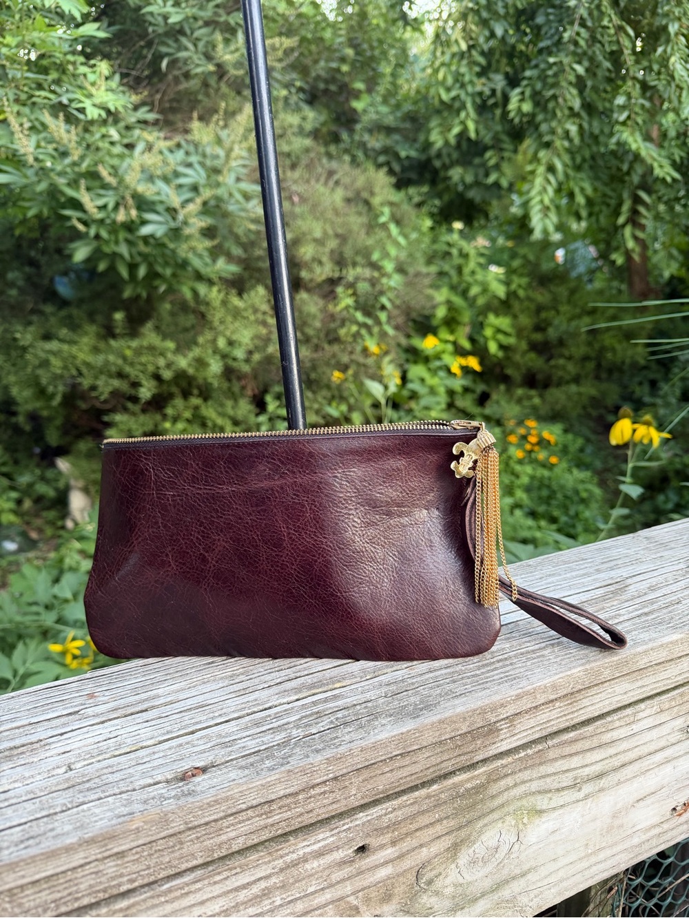 Vintage Moss Mills Wristlet 10” Length X 5” Ht. Brass Hardware Zipper Tassel